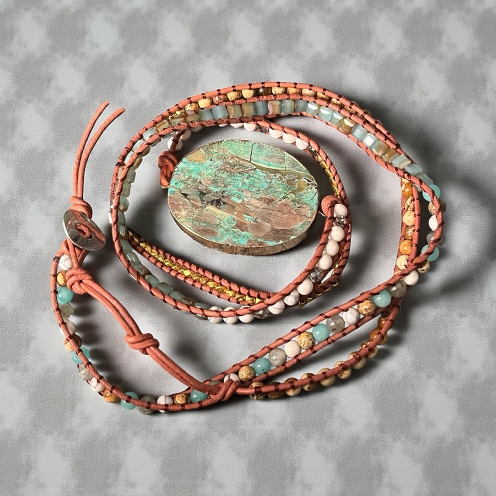 Ocean Jasper Wrap Boho Bracelet